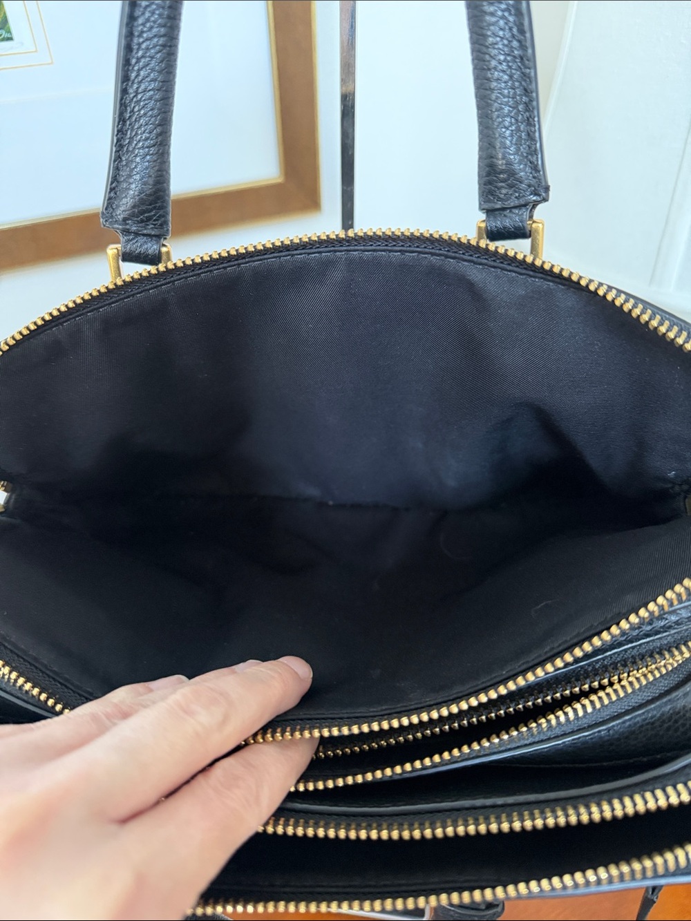 Tory Burch Black Pebbled Leather Satchel with Gold Hardware - Picture 4 of 15